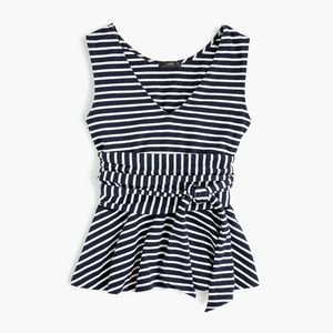J. Crew Tops - NWT JCrew Sleeveless Tie-Waist Peplum Stripe Top J. Crew Tops - NWT JCrew Sleeveless Tie-Waist Peplum Stripe Top
